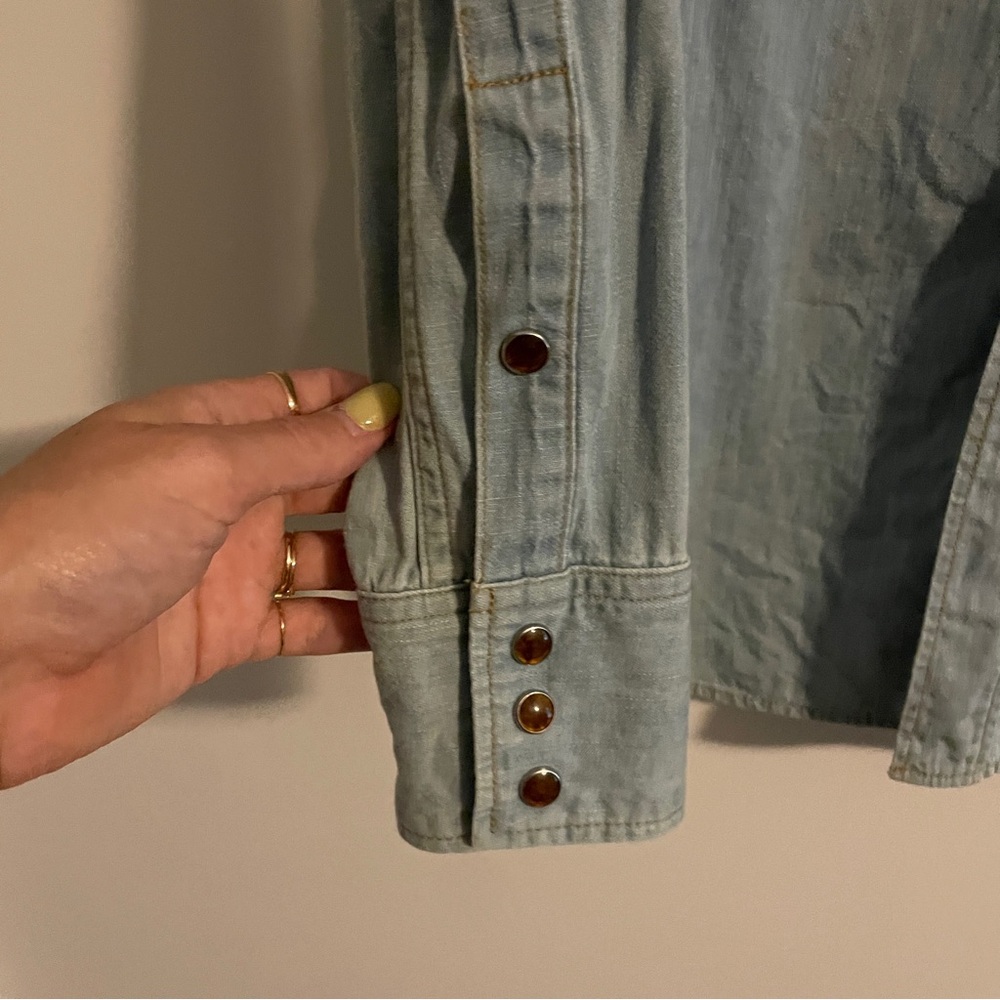 Saint Laurent Chambray Button Down Ruffle Collar - image 4